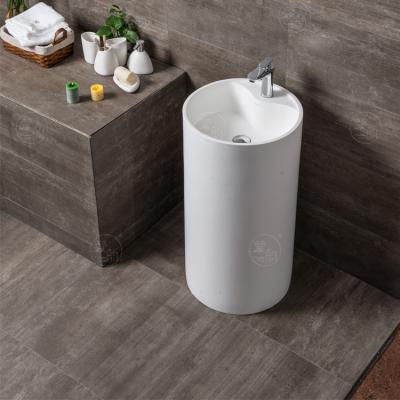 China Modern high quality artificial stone pedestal bathroom sinks FW-6608 for sale