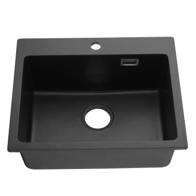 China Without Faucet Custom Kitchen Designs Single Hole Artificial Quartz Kitchen Sink for sale