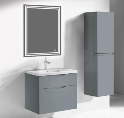 China New Design Modern Bathroom Vanity With Mirror Hotel Bathroom Cabinet Solid Wood Wall Mounted Single Sink for sale