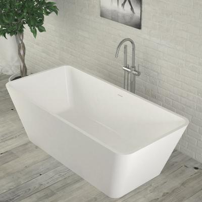 China Acrylic Freestanding Pure White Solid Outdoor Bathroom Stone Resin Bathtub Freestanding Bathtubs for sale