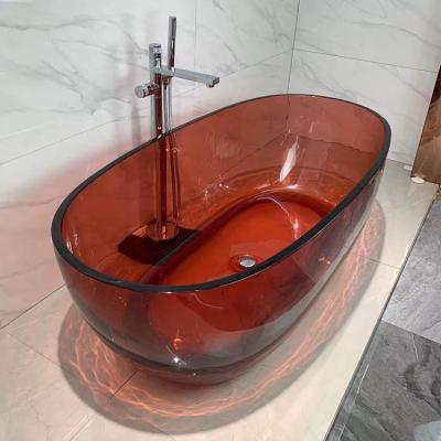 China Resin Free Attractive Transparent Bathtub Clear Glass Bathtub For Hotel for sale