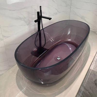 China Transparent Freestanding Freestanding Resin Freestanding Resin Tub Cast Iron Composite Bathtub for sale