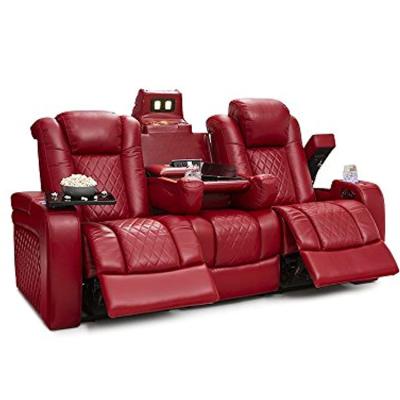 China Eclectic Luxury Furniture Cozy Brown And Red Leisure Home VIP Movie Theater Recliner Sectional Electric Sofa for sale