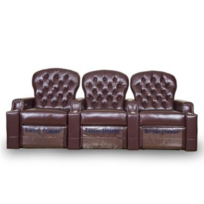 China OEM/ODM Style Eclectic American Canape Nappa Leather 3 Seat Furniture Home Theater Cinema VIP Leather Movie Room Sofa For Sale for sale