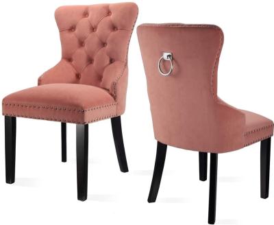 China New Design Foldable Chair Party Chair Supplier Buttons Ring To Pull Nordic Solid Wood Velvet Upholstered Luxury Dining Chairs For Hotel for sale