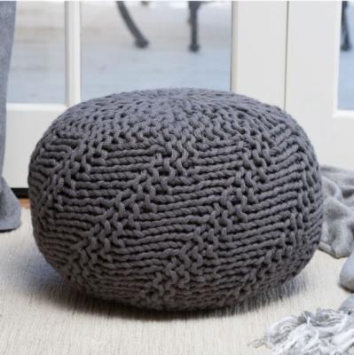 China China Factory Wholesale Storage Pea Footstools Hand Knitted Cable Style Pouf Ottoman Ottomans For Living Room And Bedroom for sale