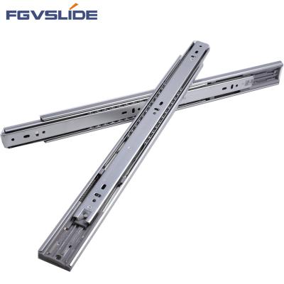 China Low Profile DY4507SN-04 45mm Single Fold Cabinet Extension 3 Full Spring Drawer Slide Runner Soft Narrow Channel for sale