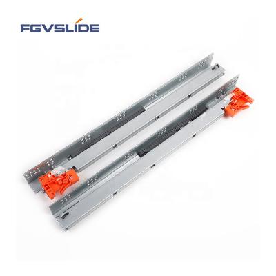 China Modern 3 Fold Damper Channel Push To Open Concealed Runner Bottom Mounted Metal Concealed Telescopic Rails Soft Narrow Drawer Slide for sale