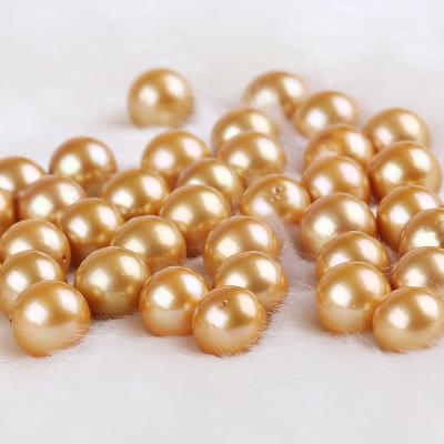 China Edison Freshwater Pearl 13-14mm Golden Loose Nearl Round Freshwater Pearl for sale