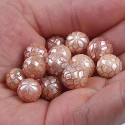 China Freshwater Pearl 10-11mm Carve Freshwater Pearl Loose Round Pearl Beads for sale