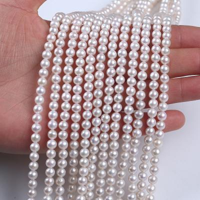 China Natural White Freshwater Pearl Round Shape Pearl 5mm AA Freshwater Pearl Strand for sale