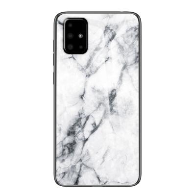 China Anti-Scrath Silicone Marble Design Tempered Glass and Tempered Glass Phone Shell Hybrid Cases for Samsung Galaxy A51 for sale