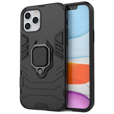 China Dual Layer Armor Case Iron Armor Dual Layer Protective Shockproof PC TPU 2 in 1 Ring Tough Shockproof Rotating Case For iPhone 12 pro / 12 6.1 for sale