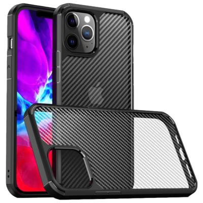 China TPU and PC 2 in 1 Pioneer Series Carbon Back Cover Semi-transparent Corner Hybrid TPU Airbag Shockproof Soft Bumper Case For iPhone 12 Pro Max 6.7 for sale