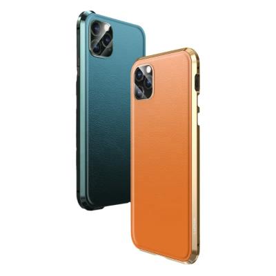 China With Magnetic Camera Lens Protector LUPHIE Metal View Cover Phone Case Full Glass Leather Protector Cover For iPhone 11 11Pro Max for sale