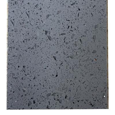 China Modern Artificial Quartz Stone Slabs Glitter Gray Gray With Glass, Quartz Stone For Countertop for sale