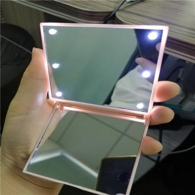 China Durable Mini Pocket Mirror 6led Makeup Mirror Pocket Light Portable Mirror With Led Lights for sale