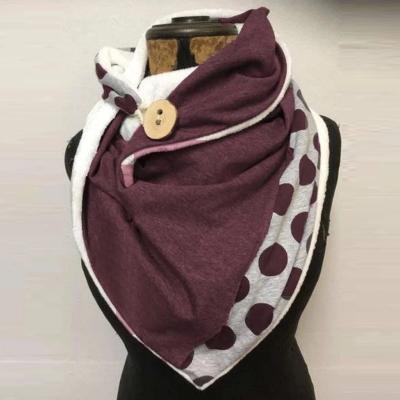 China Cotton Women Wraps Winter Warm Scarves Universal Casual Shawl Button Printing Retro Scarf for sale