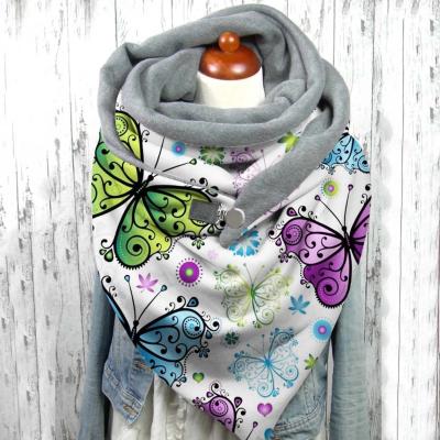 China Warm Cotton Scarves Shawls Women Butterfly Printing Universal Scarf Fashion Shawl Scarf Winter for sale