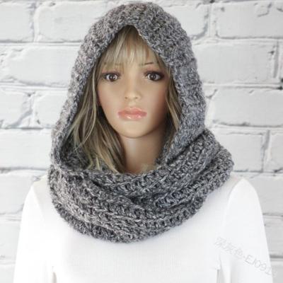 China Fashion New Winter Warm Scarf Knitted Hat Ladies Scarf New Solid Wind Proof Hooded Hearing Protection Warm Scarves for sale