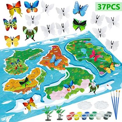 China 37 Pcs Set Kids Crafts and Arts Supplies Painting Kit Decorate Your Own Butterfly DIY 3D Figures Painting Gifts Toys SYWJ8292 for sale