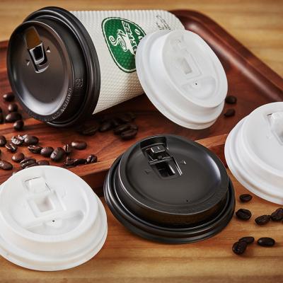 China 80mm Customized Food Grade Otor Paper Plastic Coffee Cup Lid Black And White PP Paper Lid for sale