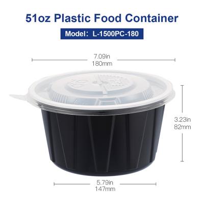 China OTOR 51oz 1500ml Plastic Meal Prep Containers With Lids Plastic Food Storage Containers for sale