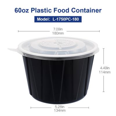 China OTOR 60oz 1750ml Plastic Meal Prep Containers With Lids Plastic Food Storage Containers for sale