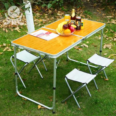 China Modern Wholesale Cheap Compound Portable Suitcase Tables 4 Seat Aluminum Foldable Folding Picnic Table And Chairs for sale