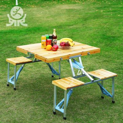 China DINING TABLE korean modern metal wooden food tables long with 4 chairs for sale