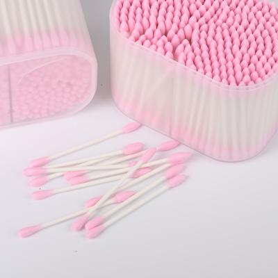 China Wholesale Sofe Q-Tips Lace Cotton Swabs Blue Yellow Ear Cleaning OEM Color Cotton Buds for sale