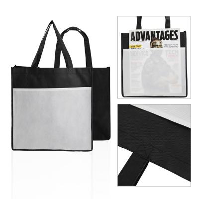 China Eco-friendly& recycle& folding& wholesale Reusable Non Woven Carry Bag Custom Logo Shopping Sublimation Bag With Front Pocket Non-Woven Tote Bag for sale