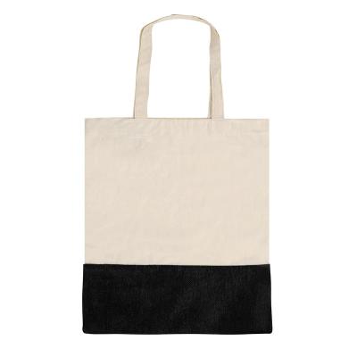 China Screen Printing Trade Show Promotional Burlap Bags Canvas Cotton Natural Handle Picnic Two Tone Packaging for sale