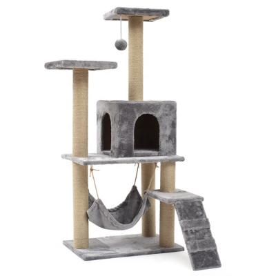 China Sustainable Multifunctional Tower Pet Housing Luxury Wood Cat House Cat Tree for sale