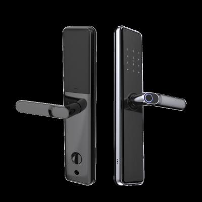 China Tuya WIFI Bluetooth One Touch Smart Aluminum Waterproof Fingerprint Rfid Handle Lock Easy Operation Handle Locks T4 en venta