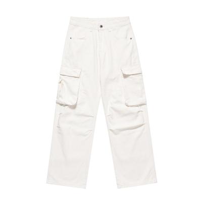 China Anti-wrinkle White American overalls for men and women couple style with high-waisted  straight-leg loose casual trousers for sale