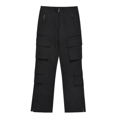 China Anti-wrinkle American Retro Multi-pocket Functional Pants Wide-leg Black Overalls Vibe Style Cargo Pants & Trousers for sale