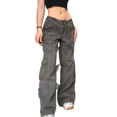 China Anti-wrinkle Ladies Cargo Trousers With Pocket Hip Hop Street Style Trouser For Women for sale