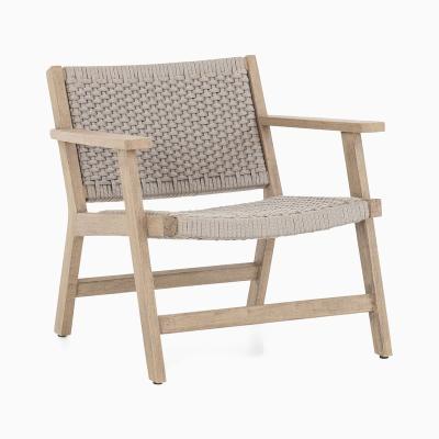 China Modern Villa Outdoor Waterproof Backyard Sun Lounger Outdoor Garden Chair Solid Wood Frame Woven Patio Furniture Patio Chair for sale