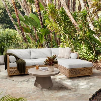 China Backyard Wicker Aluminum L Shape Sofa Set Outdoor Sectional Rattan Garden Furniture Modern Patio Furniture Hotel Sofa for sale