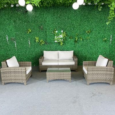 China Wholesale Modern Outdoor Living Room Wicker Patio Villa Rattan Sofa Furniture 4PCS Yard Leisure Patio Garden Sofa for sale