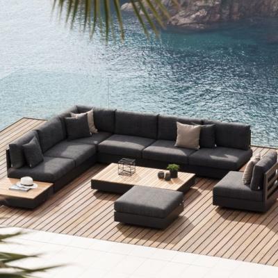 China Hotel outdoor sectional L shape patio aluminum luxury modern metal sofa garden furniture fashion sofa sofa for sale