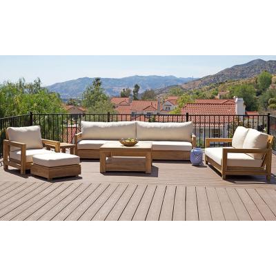 China Modern Luxury Leisure Indoor Outdoor Furniture Garden Sofa Set Villa Patio Teak Wood Solid Wood Sofa for sale