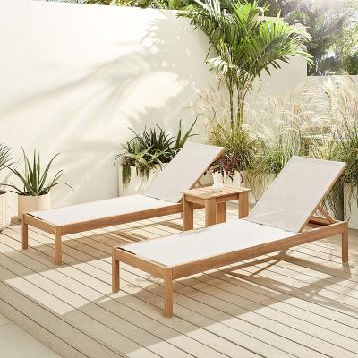 China Modern outdoor teak wood lounge chair furniture backyard villa backyard villa convertible sofas bed wood beach chair for sale