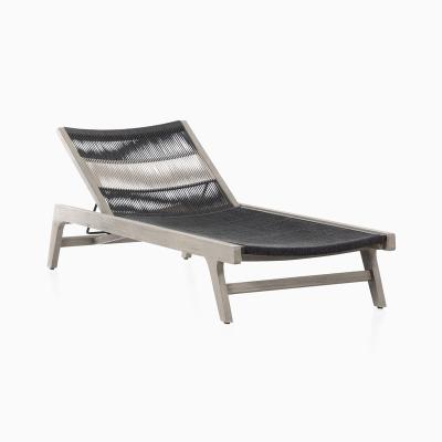 China Modern Sun Lounger Villa Poolside Wooden Beach Lounger Solid Wood Garden Hotel Patio Rope Convertible Outdoor Lounge for sale