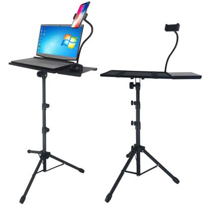 China Laptop (Height) Adjustable Tripod Laptop Floor Stand Adjustable Height with Mouse Tray Gooseneck Phone Holder for sale