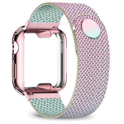 China Plastic Case+strap For Apple Watch Band 40mm 44mm 38mm case+Metal 42mm Plated Strap Stainless Steel Strap iWatch 6 SE 5 4 3 2 for sale