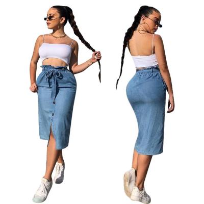 China Hot Sale New Design QUICK DRY Women's Jeans Skirt Temperament Slit Hip Skirt Slim Lady Skirt for sale