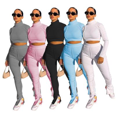 China Anti-pilling Casual Two Piece Pile Collar With Split Ribs Vetements Pour Femmes Womens Two Piece Sets for sale