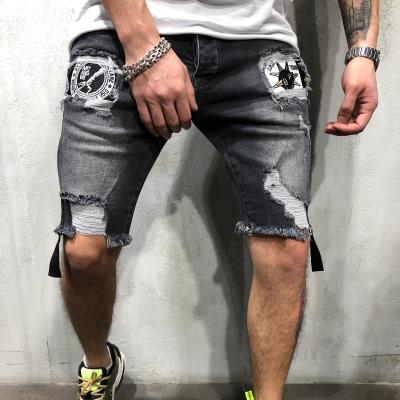 China 2021 New Summer QUICK DRY Men's Jeans Ripped Shape Mid Length Slim Fit Men's Pants Trousers for sale